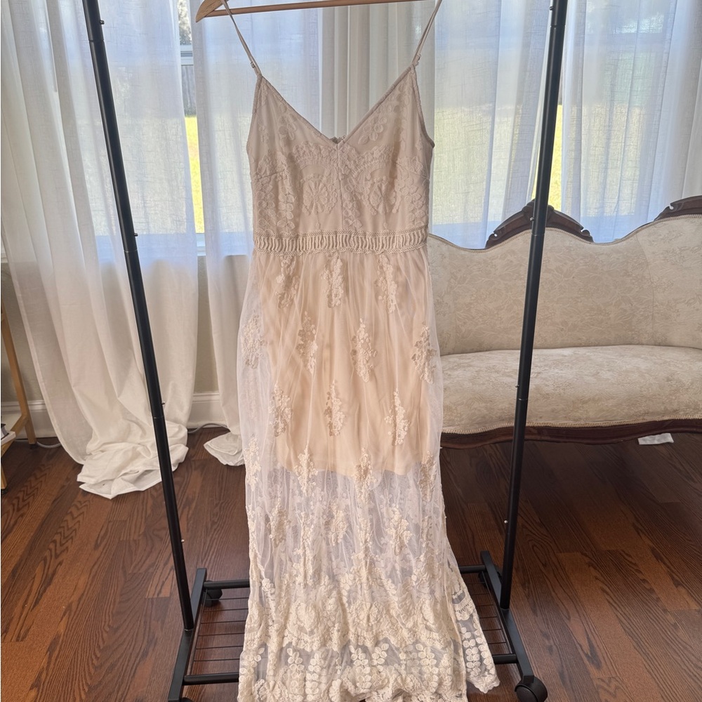 Altar'd State Cream Lace Maxi Dress